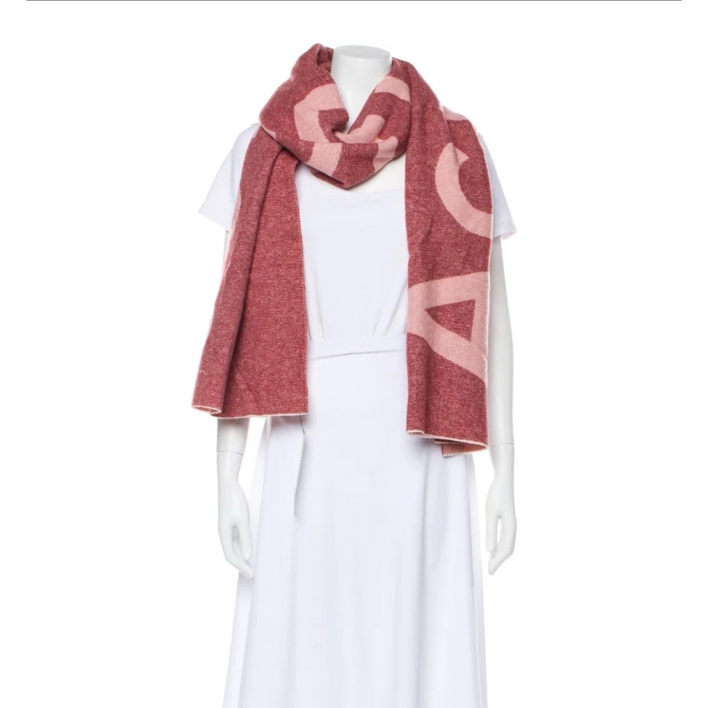 Acne Studios Jacquard Logo Scarf for men and women Burgundy/Pink - Picture 5 of 6